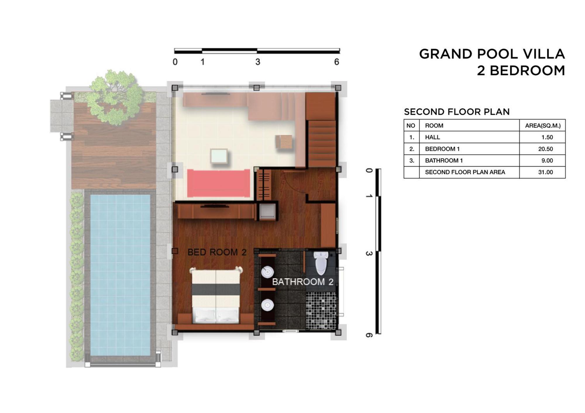 Grand Villa mit 2 Schlafzimmern und Pool