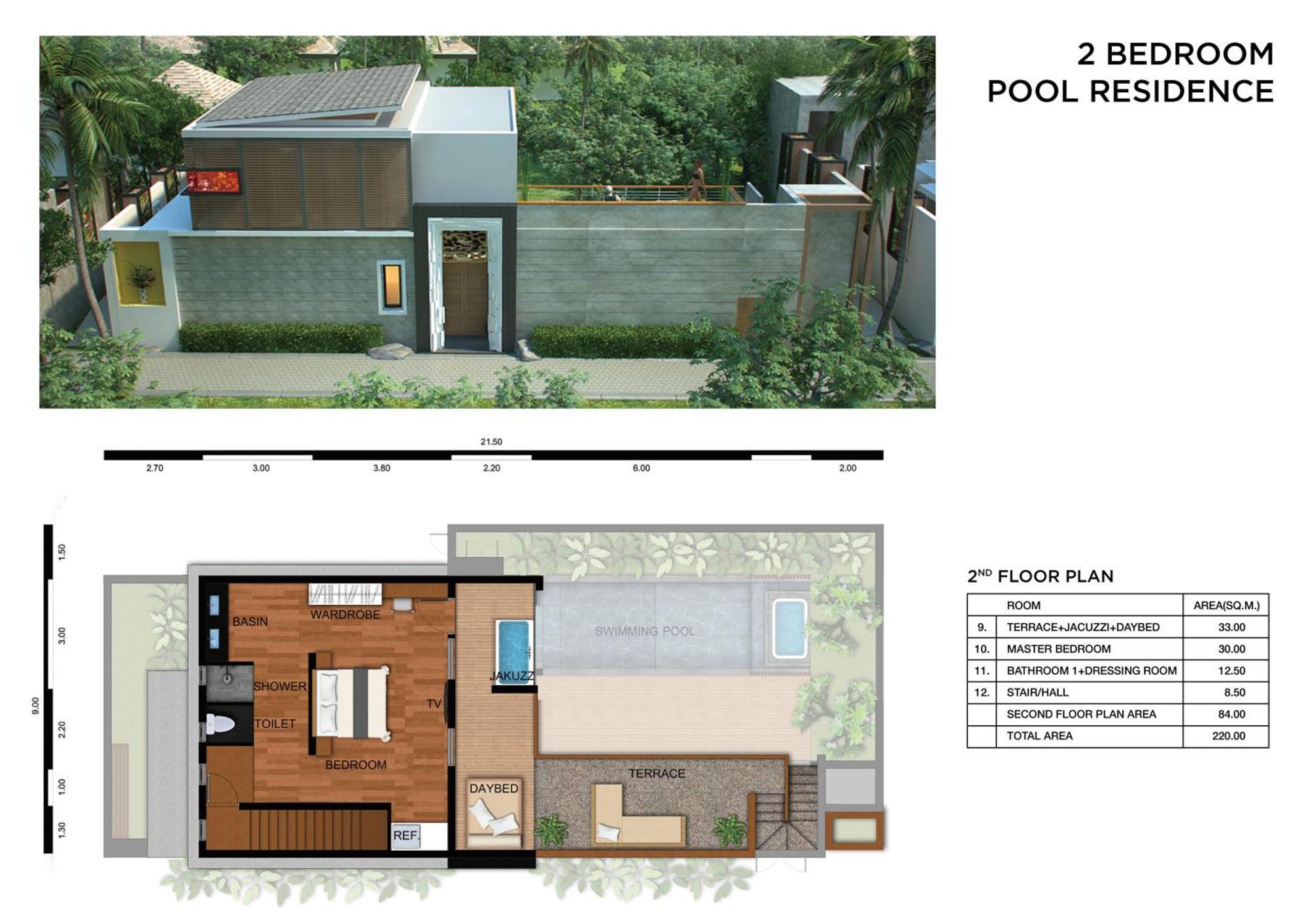 Pool Residence mit 2 Schlafzimmern